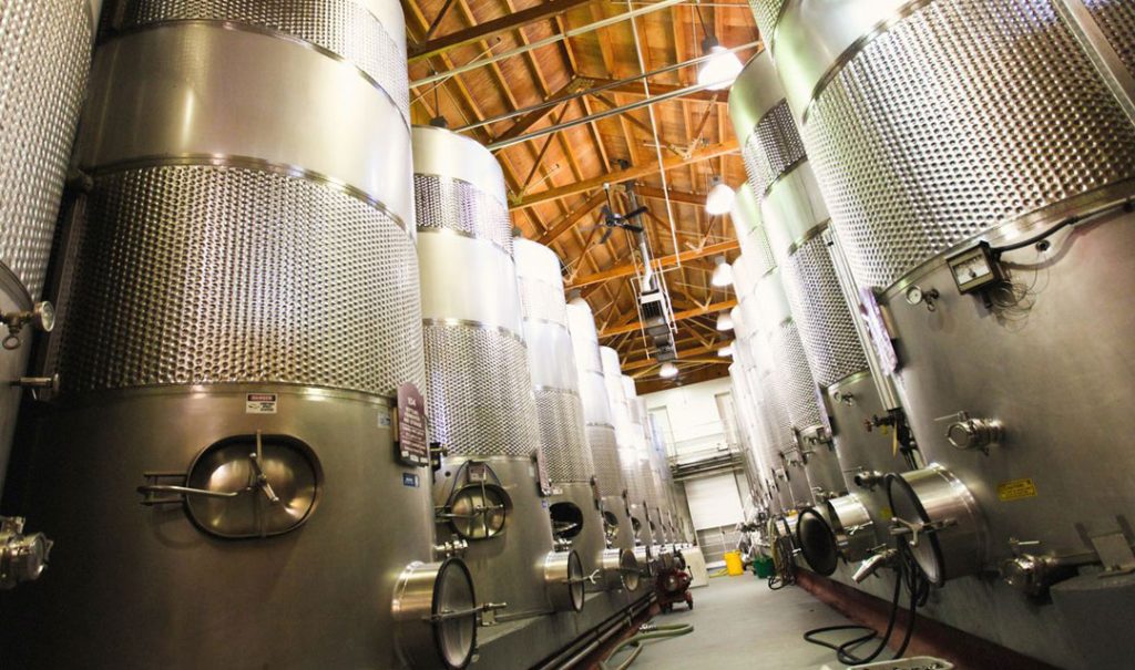 Steel tanks for aging Biltmore wines