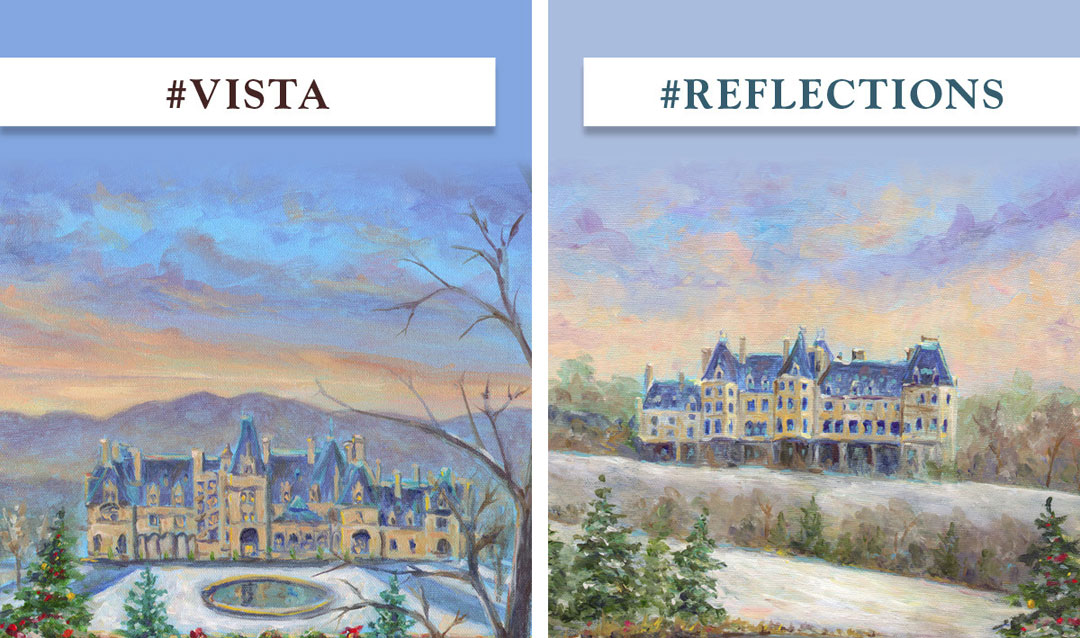 Paintings showing different views of Biltmore House